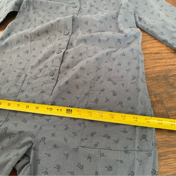 The Nines by HATCH 3/4 Sleeve Button-Front Maternity Jumpsuit Indigo Floral - Picture 8 of 11